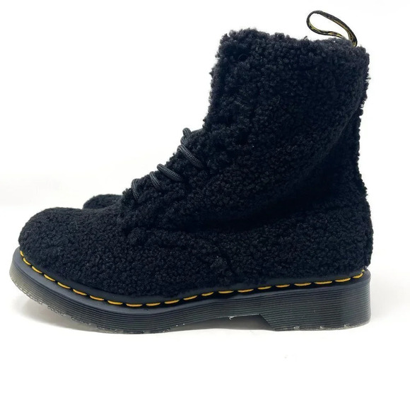 Dr. Martens 1460 Pascal Women's Faux  Shearling Boots in Black Lux Borg Sz 7 NWT - Picture 7 of 10